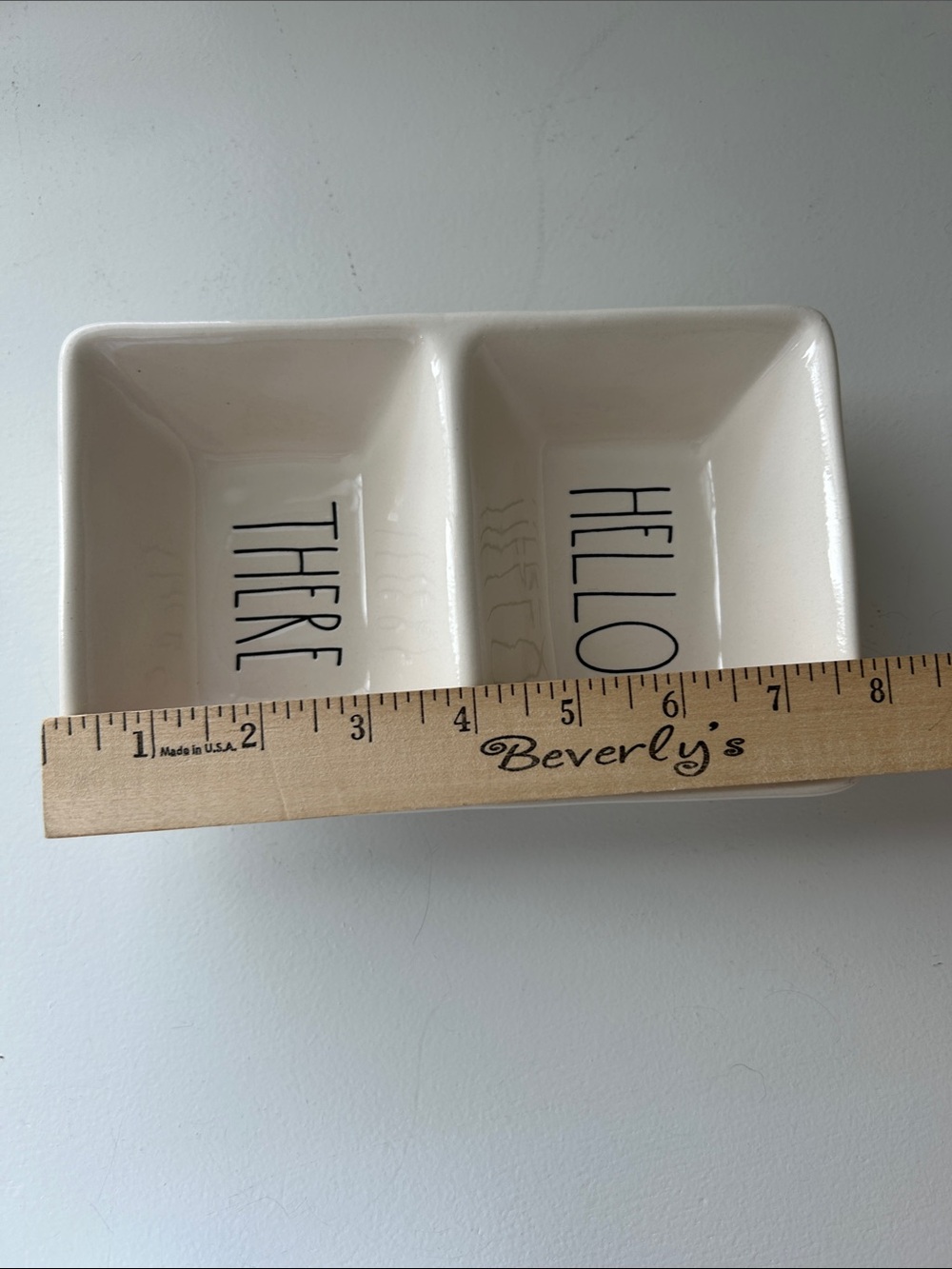 Rae Dunn Cream "HELLO" "THERE" Divided Serving Dish - Picture 5 of 5